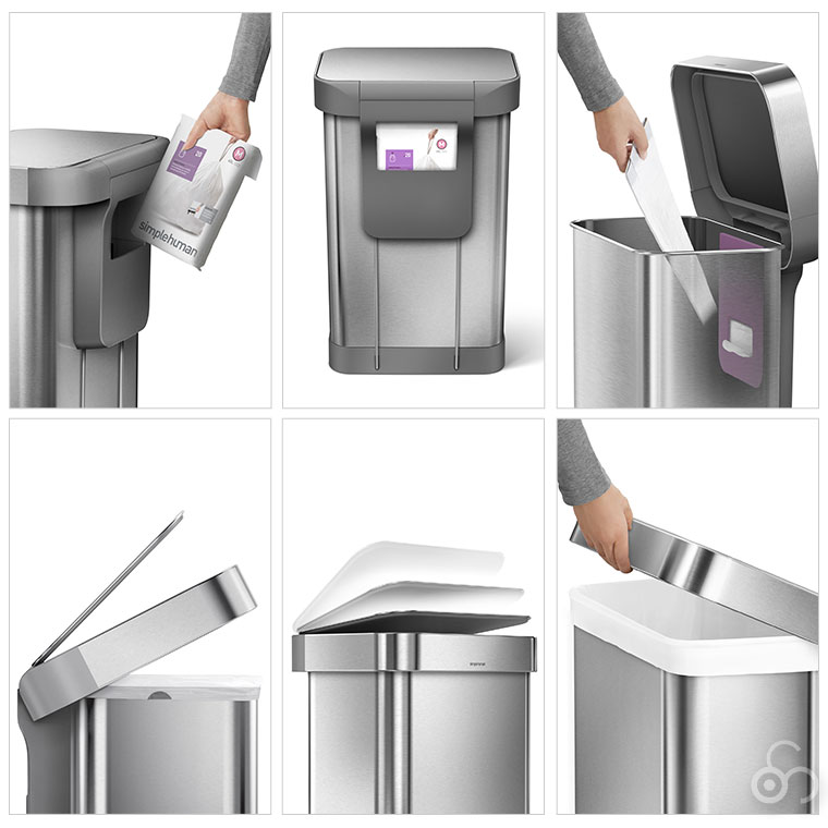 simplehuman レクタンギュラ-ステップカン 45L ホワイト CW2027