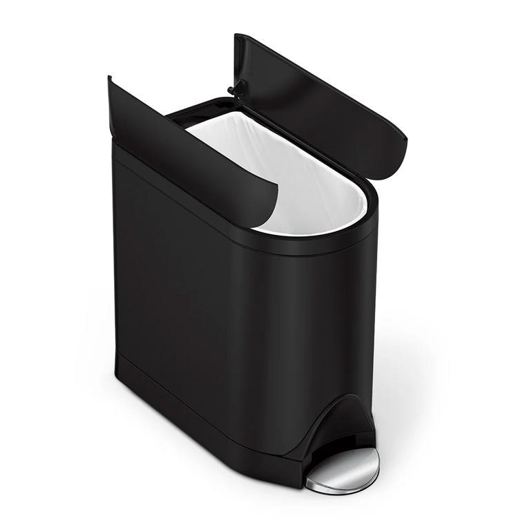 シンプルヒューマン バタフライステップカン 10L マットブラック CW2104 00288 simplehuman シンプル ヒューマン ごみ箱 ダストボックス 両開き ペダル ふた付き | simplehuman | 01