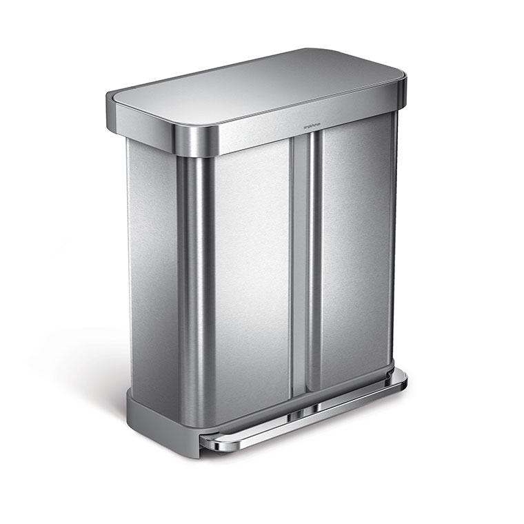 (特典あり)(正規品) シンプルヒューマン simplehuman 58L リサイクラー レクタンギュラー ステップカン (ツヤ消しステンレス) CW2116 ごみ箱_3