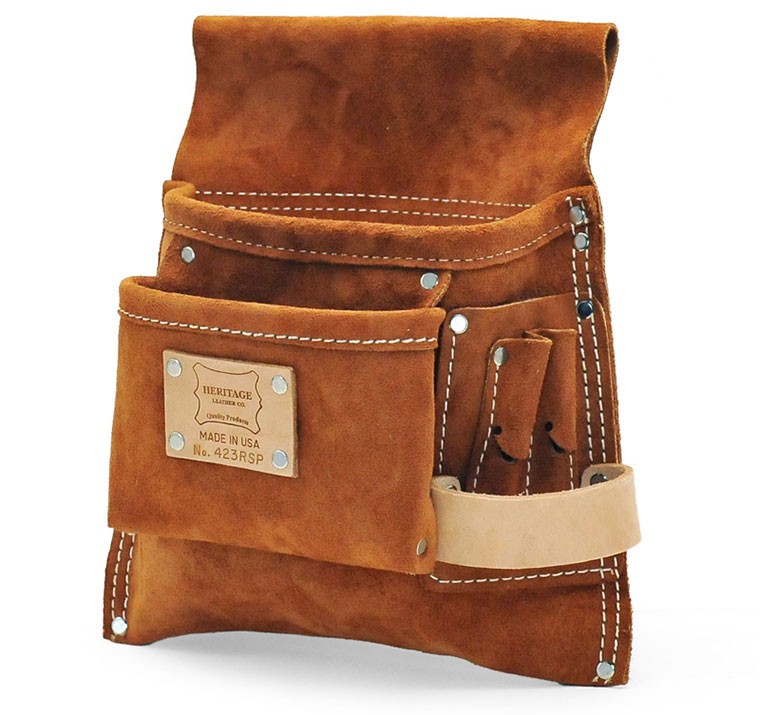 ヘリテージレザー 3ポケット スエード 腰袋　ベルト付き ヘリテージレザー 5-Pkt Professional Suede Leather Pouch 腰袋