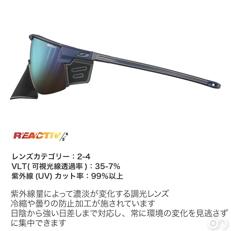 Julbo ジュルボ サングラス ULTIMATE COVER アルティメットカバー Reactiv 2-4 DarkBlue/Blue 調光 登山 クライミング 山岳 太陽光 J5473632_3