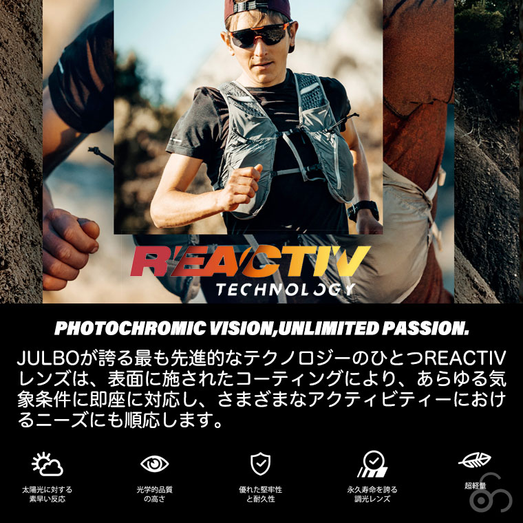 Julbo ジュルボ LIRY REACTIV 調光レンズ ランニング トレラン JULBO ジュルボ サングラス インテンシティ REACTIVE 1-3 HIGH
