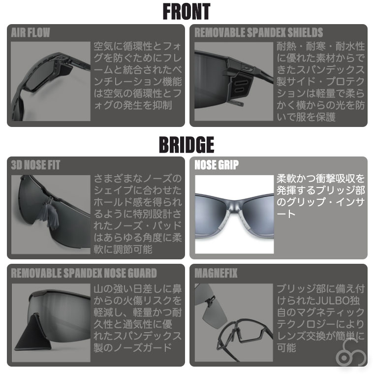 Julbo ジュルボ 黒眼鏡 デンシティ Reactiv 1-3 LIGHT AMPLIFIER 調光 アンチフォグ 撥水 防汚 アウトドア 運動競技 山登り J5613380