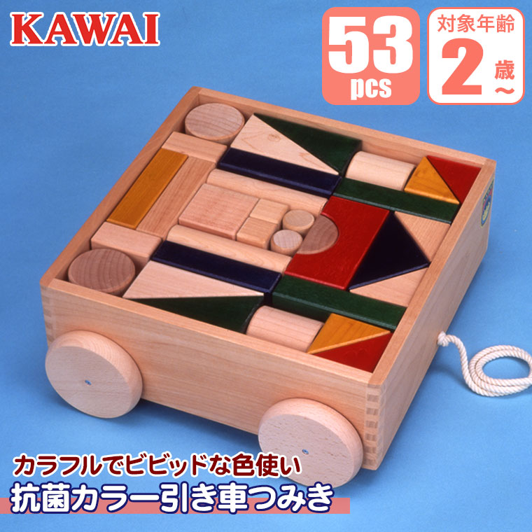 木選別　ベビーみきゃん8キロ　2箱セット レビュー特典あり) 河合楽器 カワイ 抗菌カラー引き車つみき 4620 知育