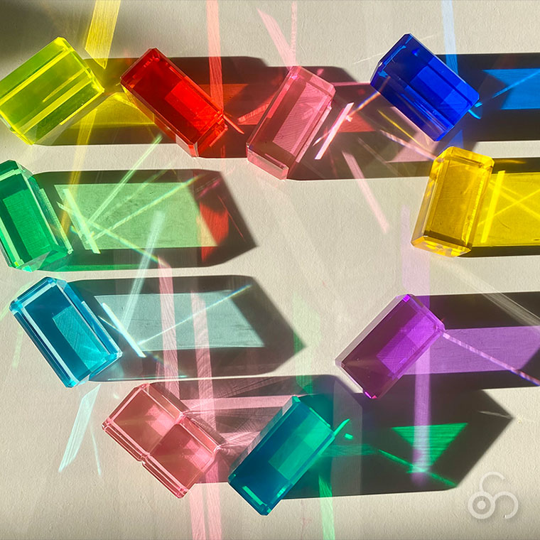 マイリトルクリエイター アクリル積み木 虹の山セット36個 (木製トレー
