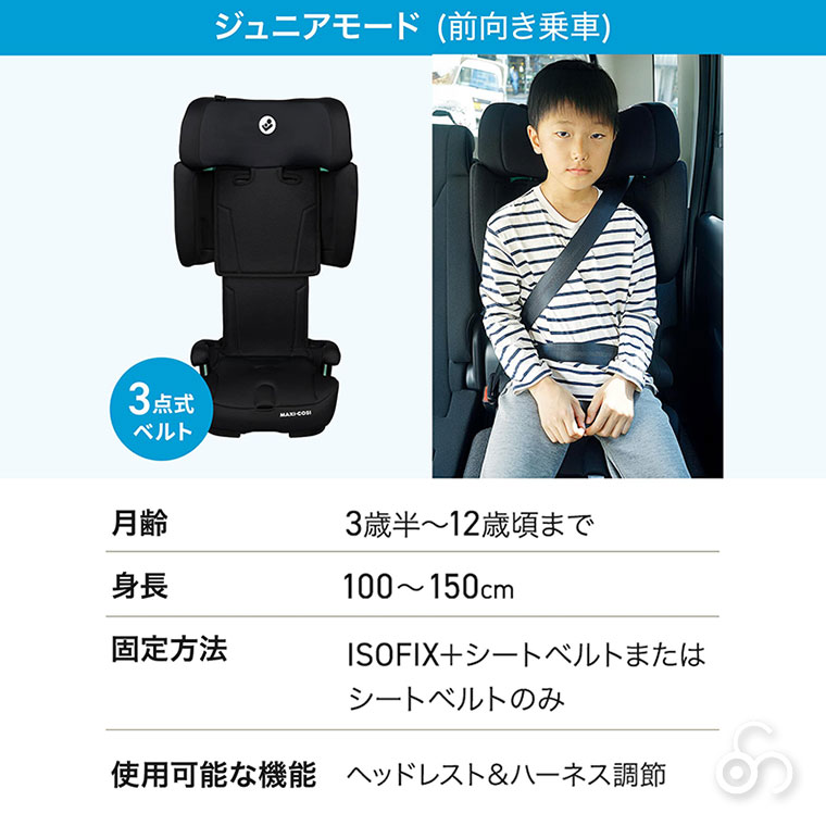 マキシコシ Maxi-Cosi ノマドXLプラス チャイルドシート ジュニアシート オーセンティックブラック 新生児 ISOFIX 回転式 1歳から リクライニングの画像