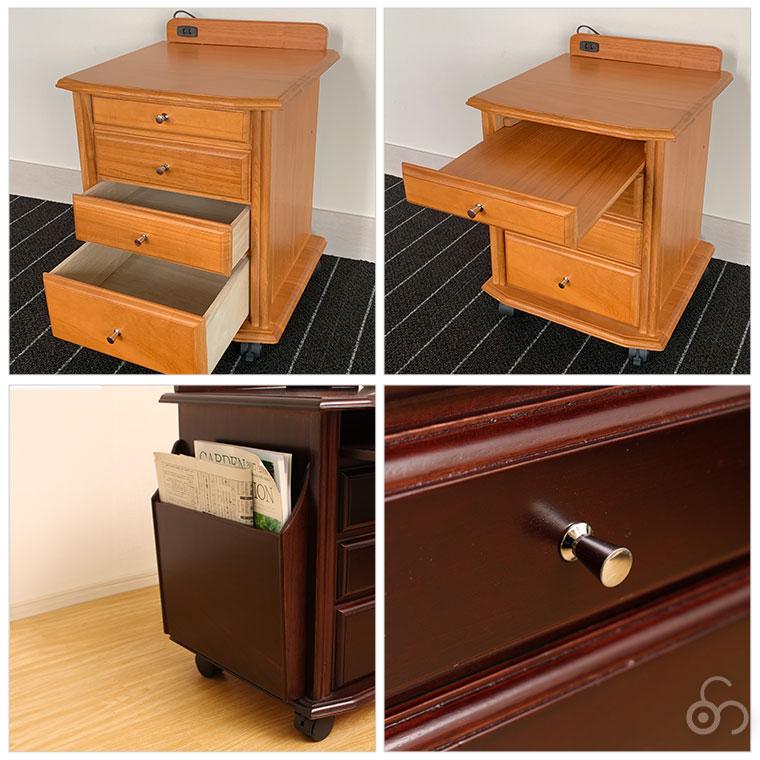 谷村実業 ベッドサイドテーブル キャスター付き TAN-104 ナイトテーブル 収納 寝室 インテリア