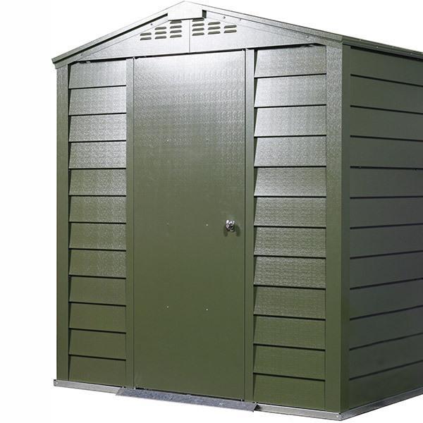 倉庫　物置　おしゃれ　メタル　シングルドア　DIY　ガレージ　TM6　オリーブグリーン　庭　屋外　自作　1.8ｍ2　収納　(0.55坪)　ガーデナップ　TM6SD　シェッド