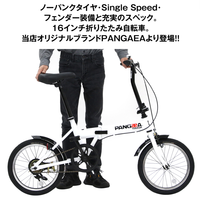 ノーパンク 折りたたみ自転車 前後泥除け標準装備 PANGAEA 