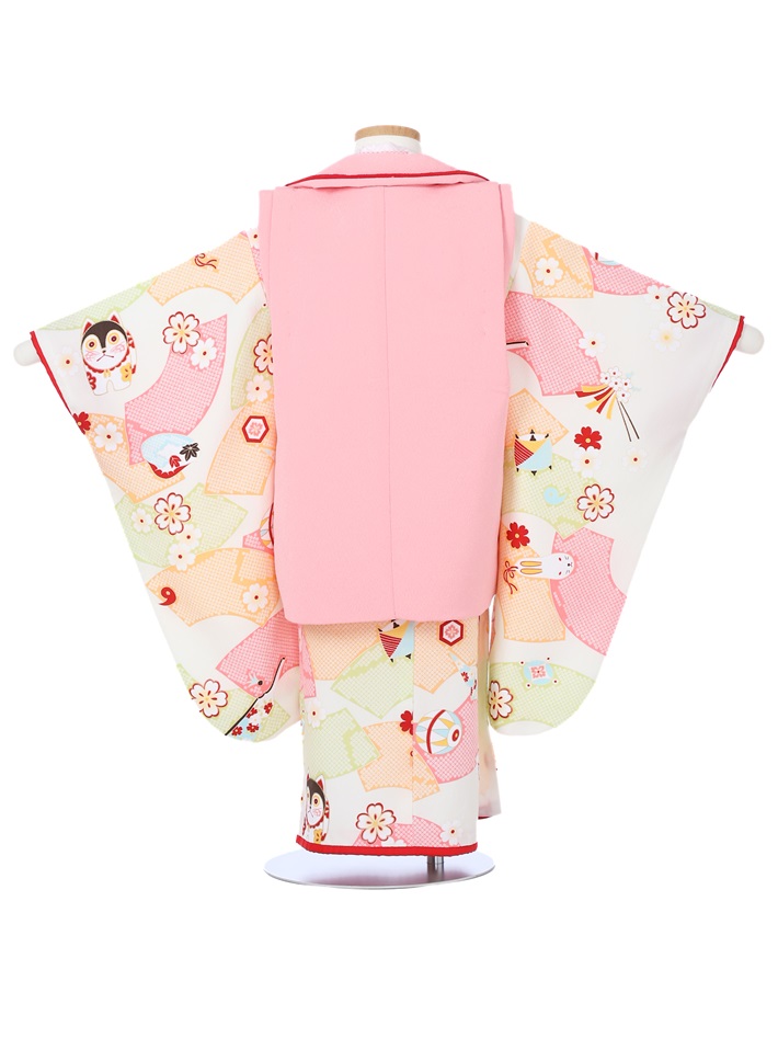 【新品　未使用】七五三被布セット 753 100サイズ 七五三 3才 被布セット 】 梅と小槌(FREE ピンク): ふりふ