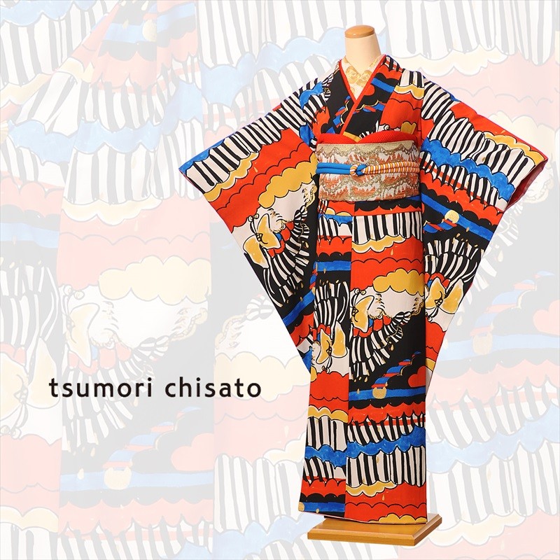 ポリエステル 作家振袖 tsumori chisato金彩 薔薇 身丈166cm 振袖レンタル 振袖Mサイズ ブランド：tsumori chisato