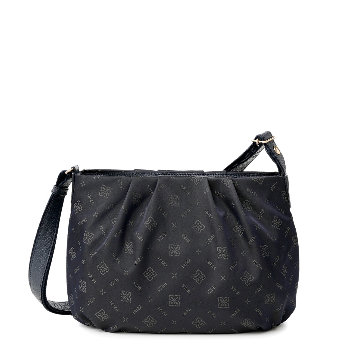 IBIZA イビザ　ショルダーバッグ　パッチワーク　エレファント　象革　黒色 ○1465 IBIZA イビザ ショルダーバッグ 黒 レザー パッチワーク