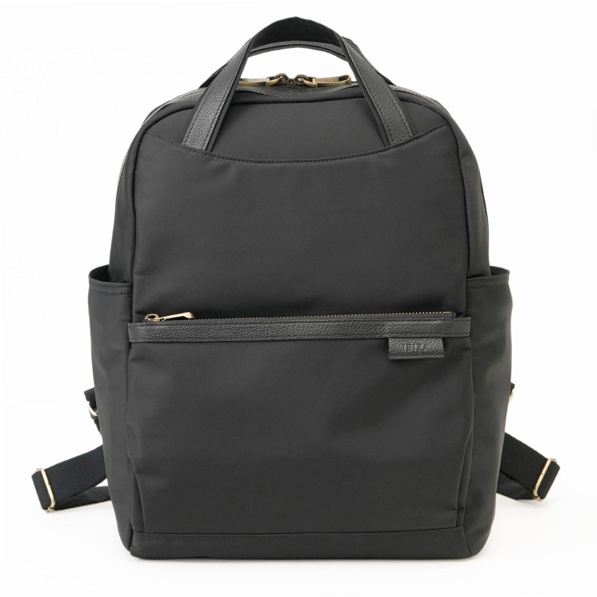 【新品同様】 イビザ リュック リーフモチーフ ナイロン×レザー 軽量 ブラック IBIZA（イビサ） ナイロン リュック 軽量 イビサ公式 シンプル M 使い