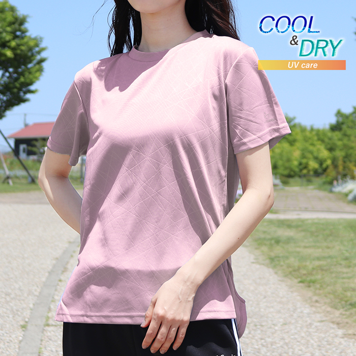 スポーツウェア Tシャツ 半袖 メッシュ 冷感 速乾 UVケア レディース