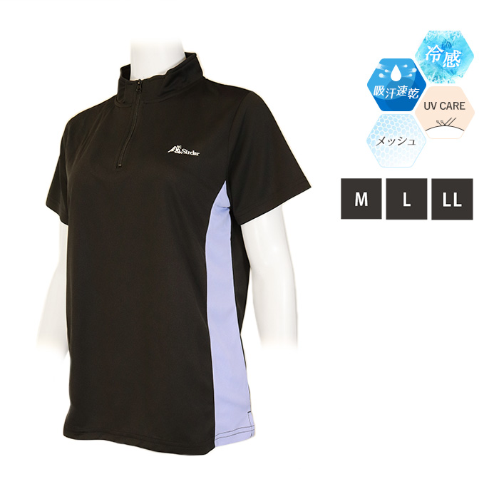 スポーツウェア ハーフジップシャツ ゴルフウェア レディース トップス 半袖 吸汗速乾 UV 接触冷感 大きいサイズ LL *1｜ibizastore-y｜02