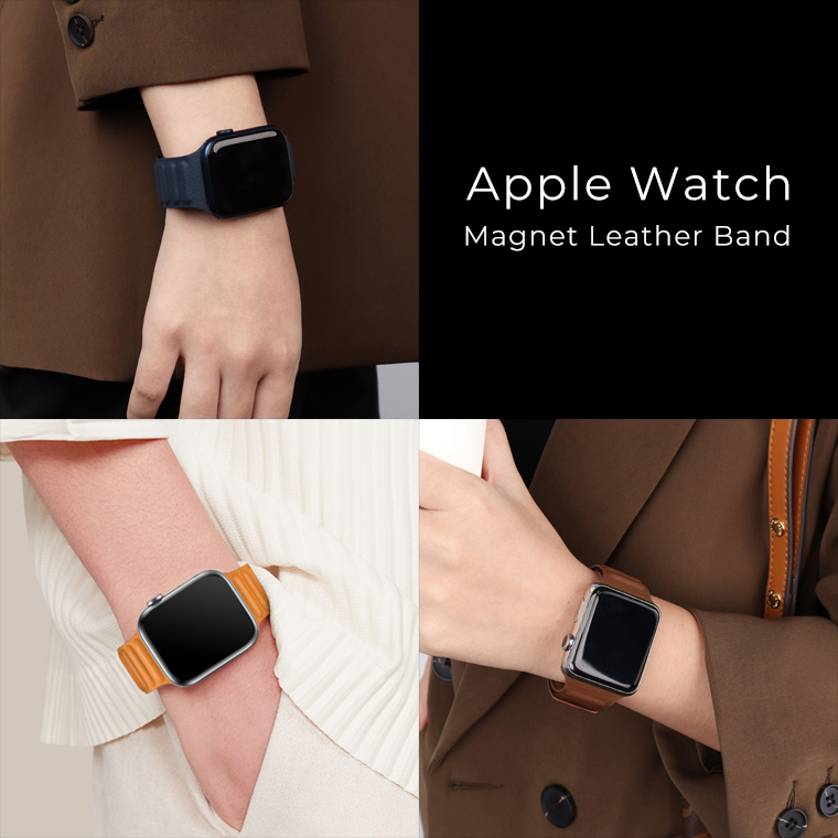 Apple watch バンド マグネット レザー series 8 7 6 5 4 SE SE2