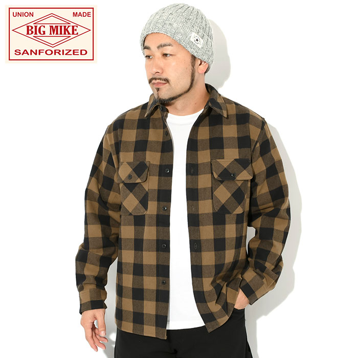 ビッグマイク シャツ 長袖 BIG MIKE メンズ ヘビー フランネル ブラウン チェック ( Heavy Flannel Brown Check L/S Shirt トップス アメカジ 102435202 )