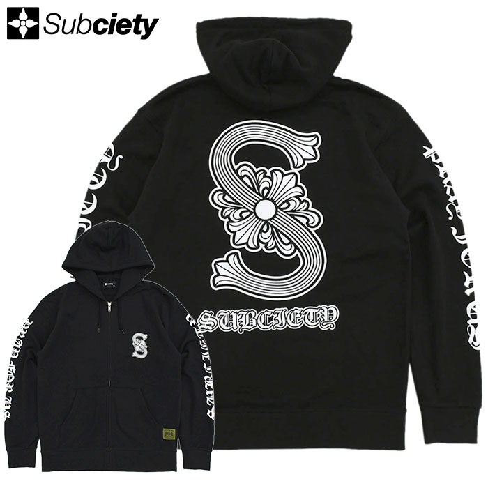 サブサエティ パーカー ジップアップ Subciety メンズ クレスト フル ジップ フーディ (...