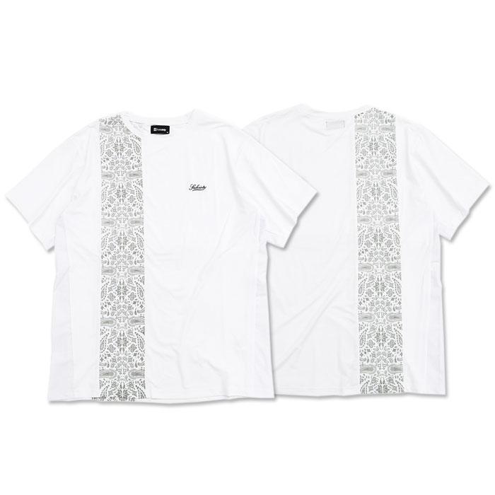 Subciety サブサエティ Tシャツ 半袖 メンズ ペイズリー パネル