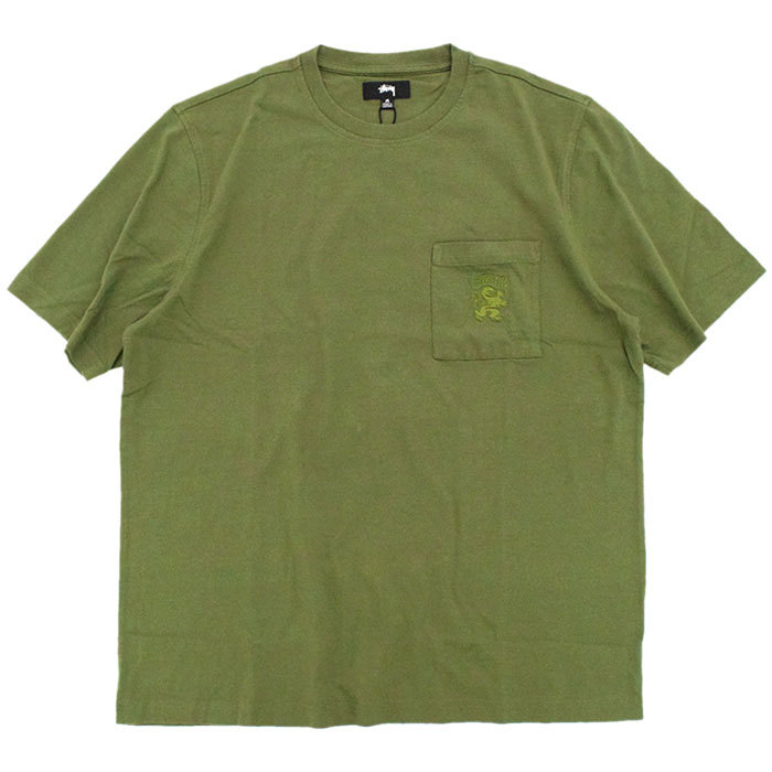 Stussy ニット 半袖 オリーブ色 ポケット付き Stussy ニット 半袖 オリーブ色 ポケット付き