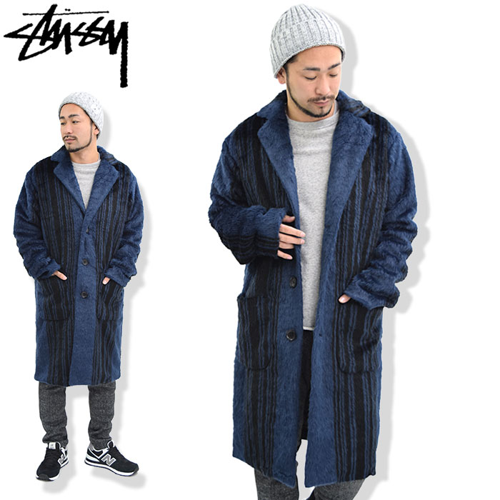 ステューシー ジャケット STUSSY メンズ Stripe Overcoat(stussy coat