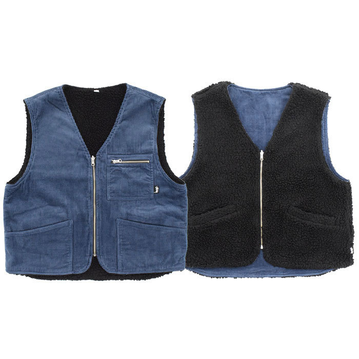 ステューシー ジャケット STUSSY メンズ Wide Wale Reversible (stussy Vest ベスト リバーシブル コーデュロイ  ボア 115541 USAモデル 正規)