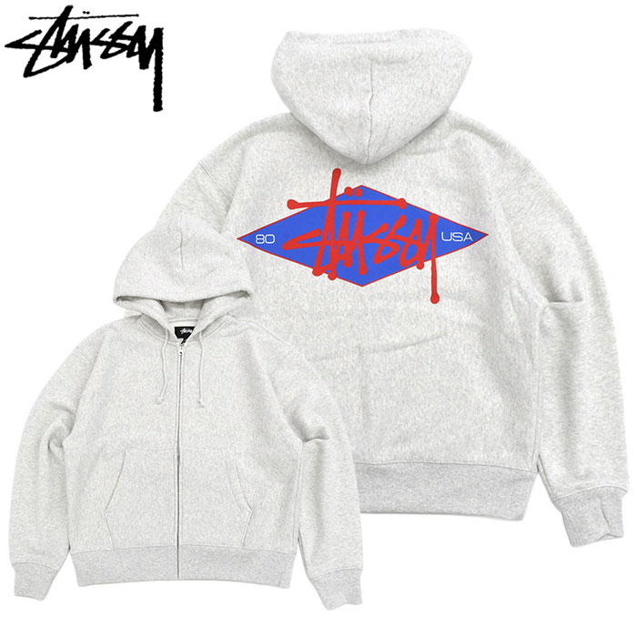 STUSSY（ステューシー） パーカー ジップアップ メンズ Basic Diamond