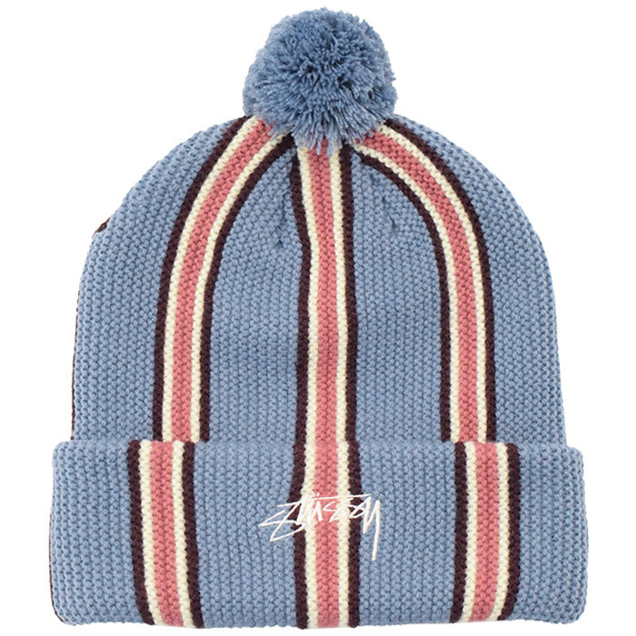 ステューシー ニット帽 STUSSY Striped Pom ( stussy beanie ビーニー 帽子 ニットキャップ ポンポン メンズ  1321079 USAモデル 正規 )