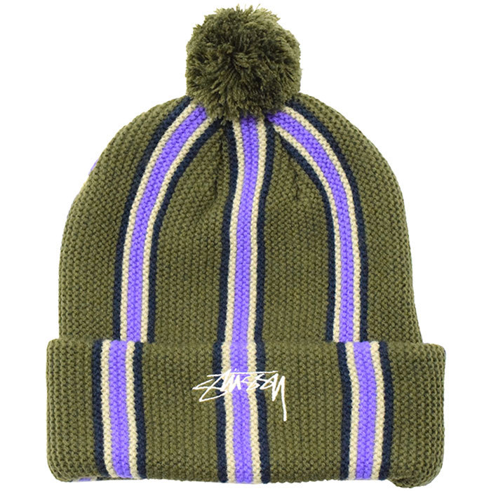 ステューシー ニット帽 STUSSY Striped Pom ( stussy beanie