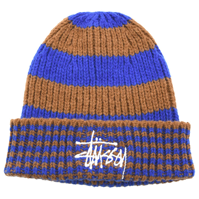 Stussy ストライプ ニット帽 Amazon | [ステューシー] 即納 ストックロゴ刺繍 ニットキャップ