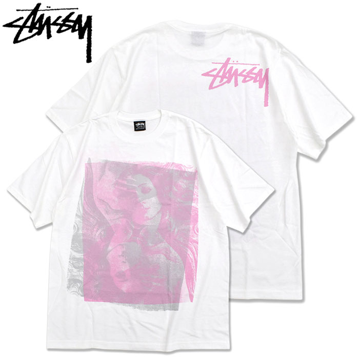 Stussy DOUBLE VENUS TEE ホワイト ピンク ロゴ STUSSY（ステューシー） Tシャツ 半袖 メンズ Double Venus ( stussy