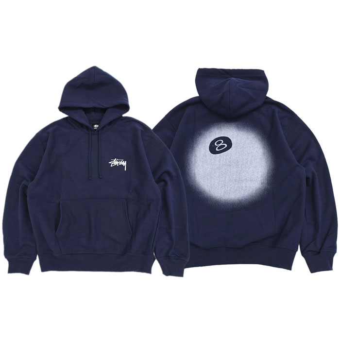 超可爱の stussy 8 パーカー フーディー ネイビー HOOD BALL トップス