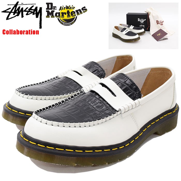 ステューシー シューズ STUSSY メンズ 男性用 ドクターマーチン ペントン ローファー White/Black(Dr.Martens  Penton Loafer 24359101)