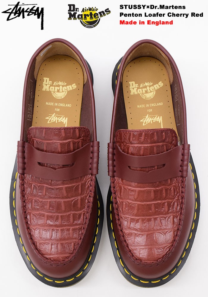 ステューシー シューズ STUSSY メンズ 男性用 ドクターマーチン ペントン ローファー Cherry Red コラボ(Dr.Martens  Penton Loafer 24359600)