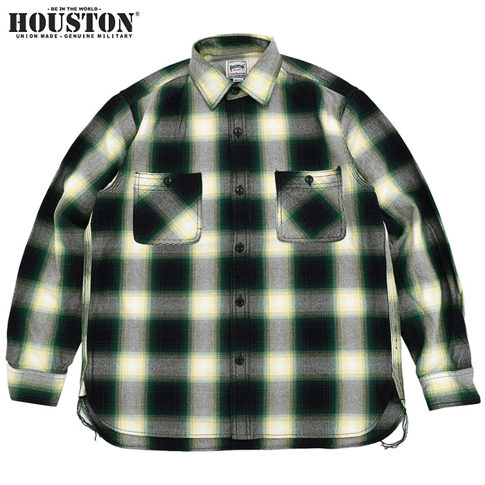 HOUSTON（ヒューストン） シャツ 長袖 メンズ オンブレー チェック