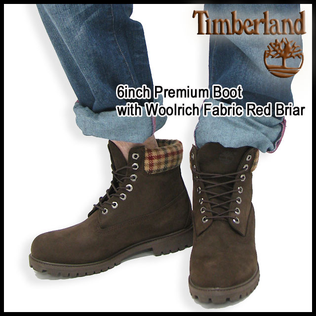 ティンバーランド Timberland 6インチ プレミアム ウールリッチ レッドブリアヌバック ブーツ(timberland 44524 Boot  Woolrich Red Briar ブラウン)