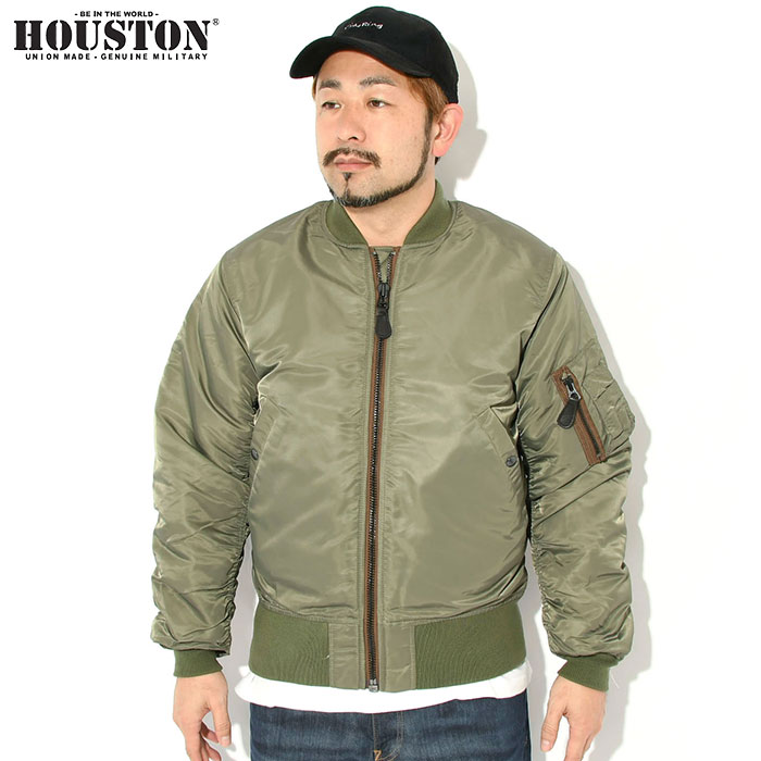 極美品■HOUSTON フライトジャケット　MA-1 グリーン　L HOUSTON（ヒューストン） ジャケット メンズ エムエーワン フライト