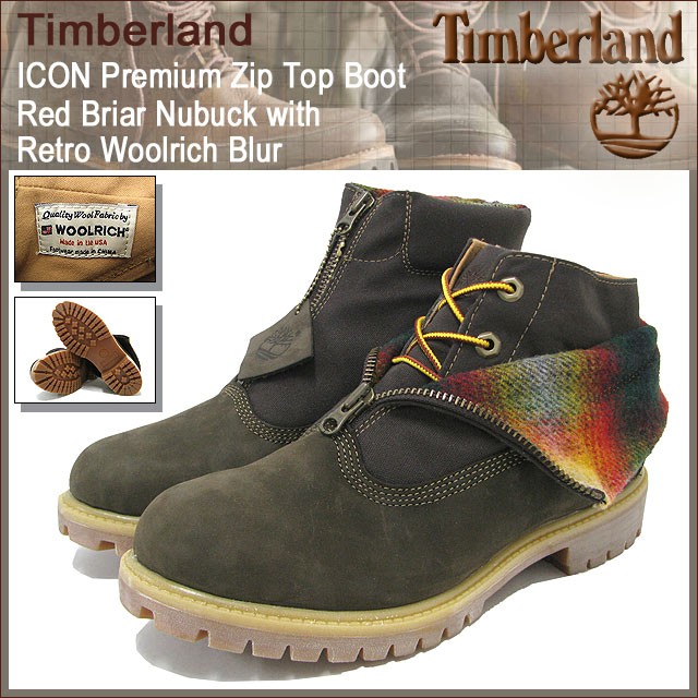 ティンバーランド Timberland ブーツ プレミアム ジップ トップ ブーツ レッドブリアヌバック ウィズ レトロ ウールリッチ  ブラー(6615A)
