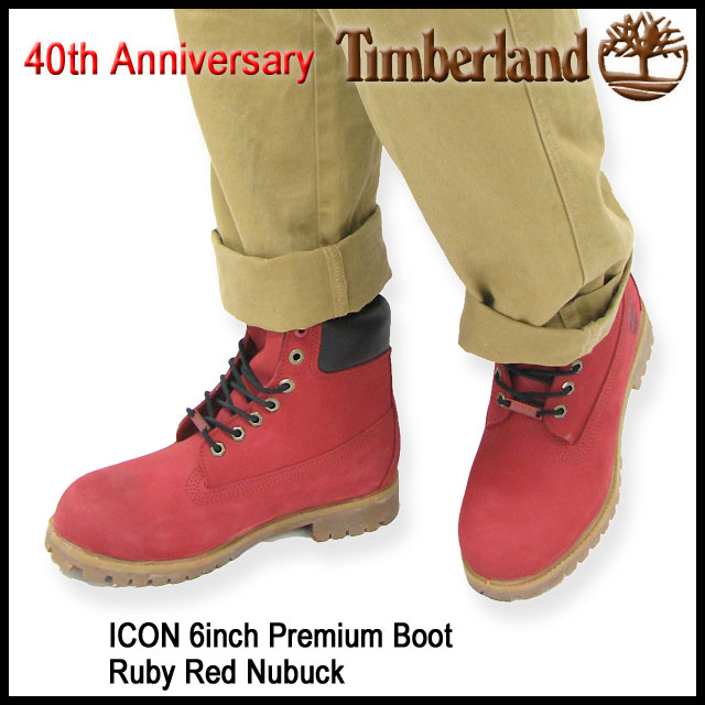 ティンバーランド Timberland ブーツ アイコン 6インチ プレミアム ルビー レッド ヌバック 40周年記念(6942R 6inch  Ruby Red Nubuck BOOT メンズ)