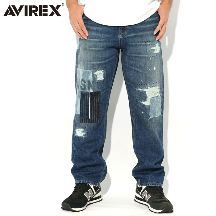 アビレックス パンツ AVIREX メンズ 13.5オンス デニム ウィズ リペア カスタム ( 13.5oz Denim With Repair Custom Pant ジーンズ ボトムス 7835211004 )の画像