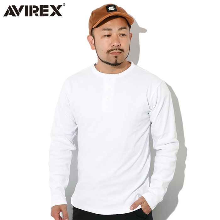 アビレックス ロンT Tシャツ 長袖 AVIREX メンズ デイリー リブ ヘンリーネック ( Daily Rib Henley Neck L/S  Tee カットソー トップス 7835930014 6153482 )