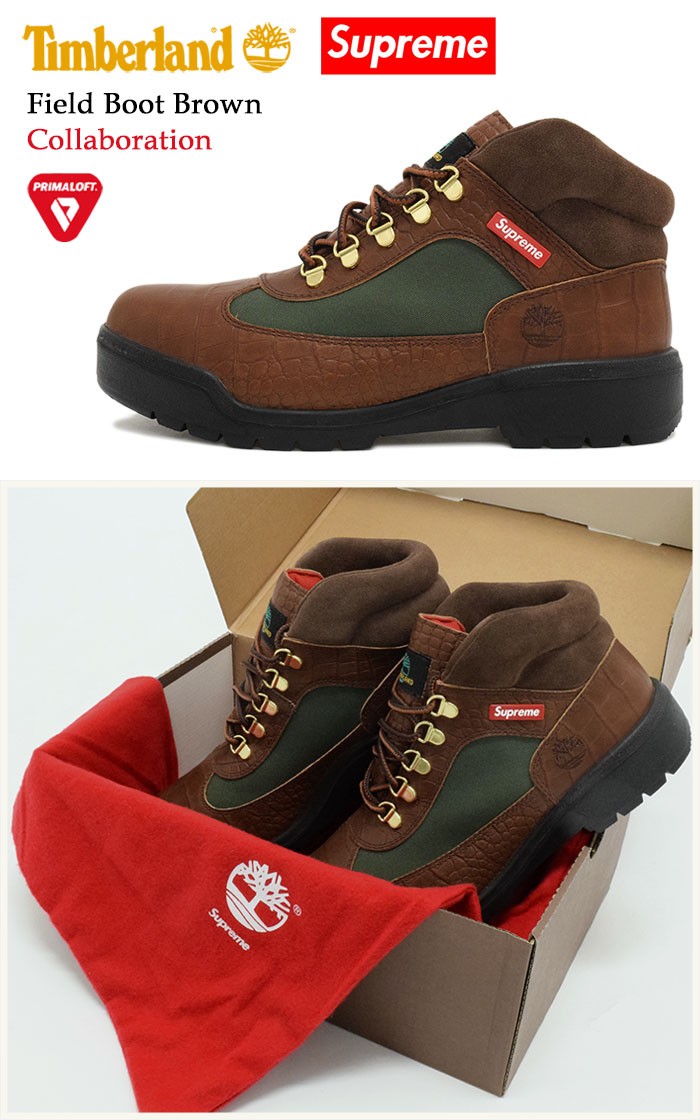 ティンバーランド Timberland ブーツ メンズ シュプリーム フィールド ブーツ ブラウン コラボ(Timberland×Supreme  A1I4M Field Boot Brown)