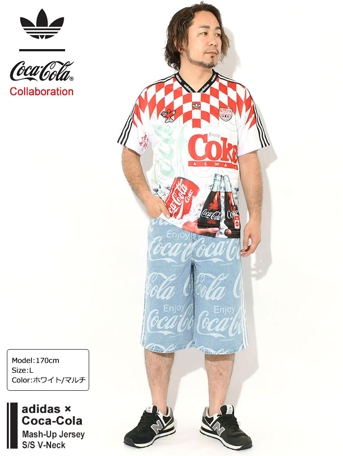adidasアディダスのカットソー Coca-Cola Mash-Up Jersey V-Neck04
