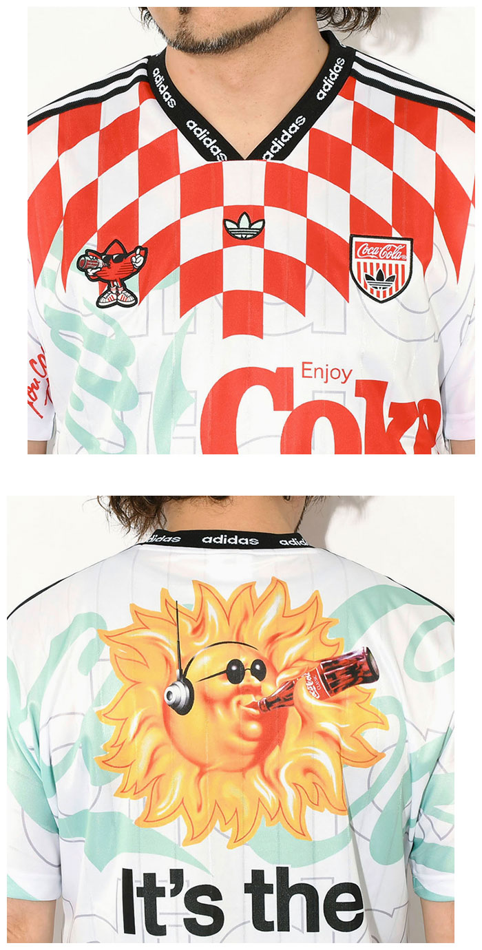 adidasアディダスのカットソー Coca-Cola Mash-Up Jersey V-Neck07