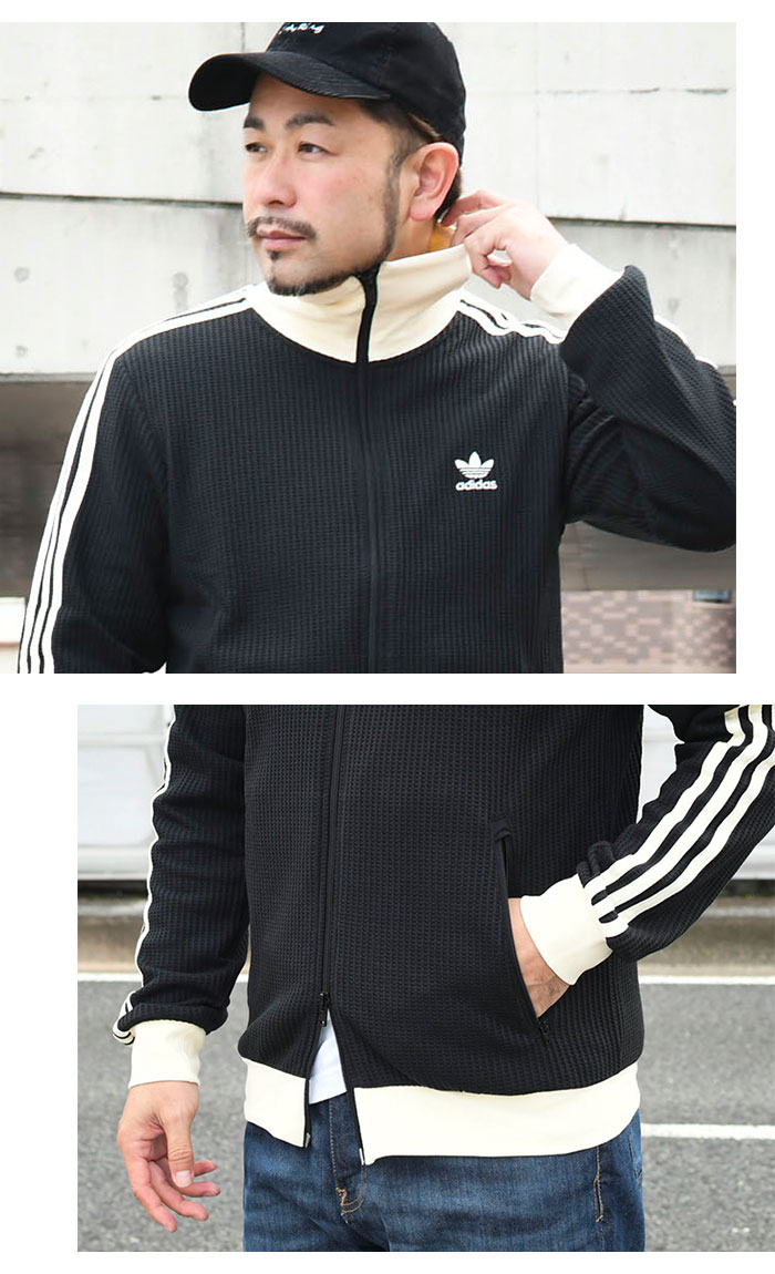 adidasワッフル トラックジャケット XL BLACK adidas ワッフルトラックジャケット