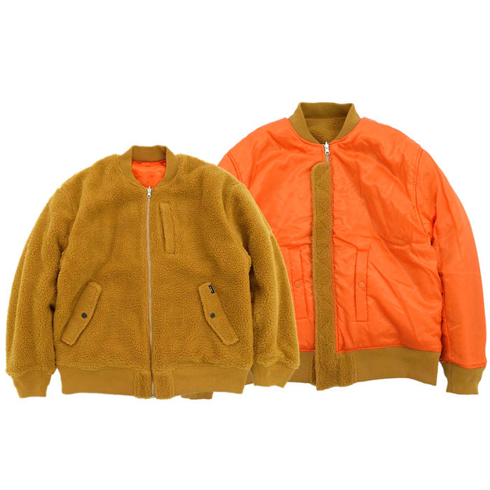 RVCA / フリースジャケット/L/ポリエステル/キャメル/無地/BA042-765 RVCA（ルーカ） ジャケット メンズ ホス エムエーワン リバーシブル