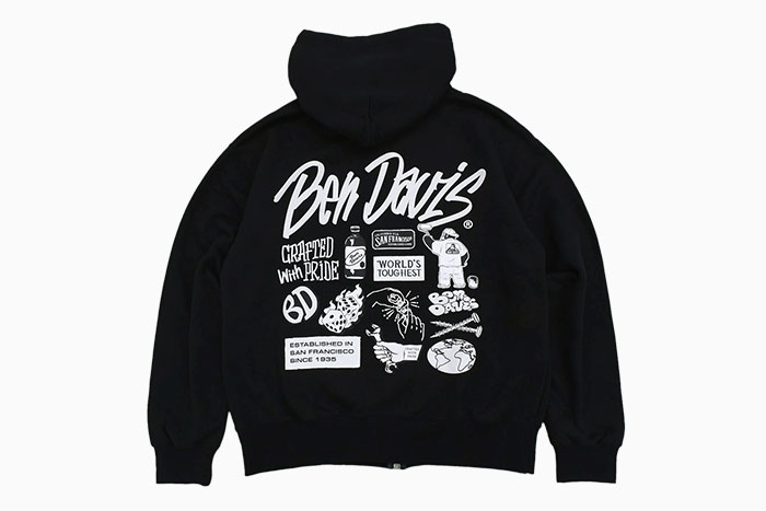 BEN DAVIS(ベンデイビス) WALL TAGGING ZIP HOODIE / ロゴ