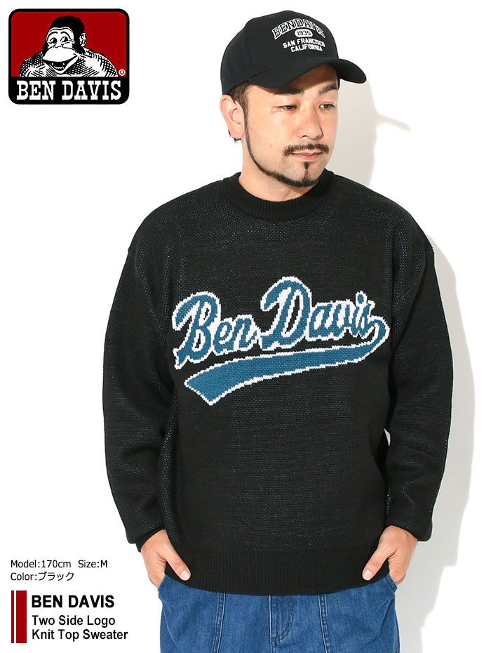 ベンデイビス セーター BEN DAVIS メンズ ツー サイド ロゴ ニット トップ(I-2780061 Two Side Logo Knit  Top Sweater ビッグシルエット)