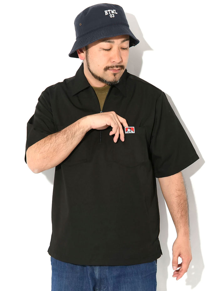 BEN DAVIS ベンデイビス シャツ 半袖 メンズ ハーフ ジップ ( T