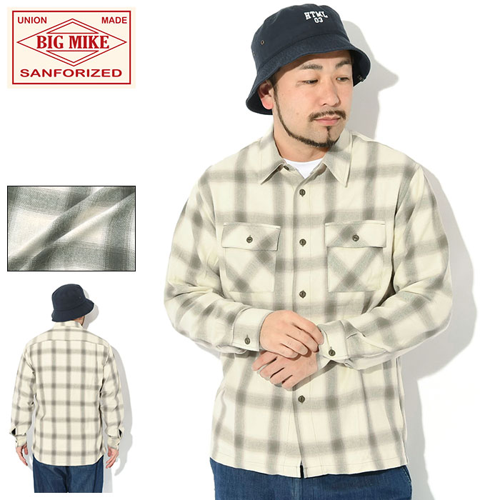 BIG MIKE（ビッグマイク） シャツ 長袖 メンズ ライト フランネル オフ